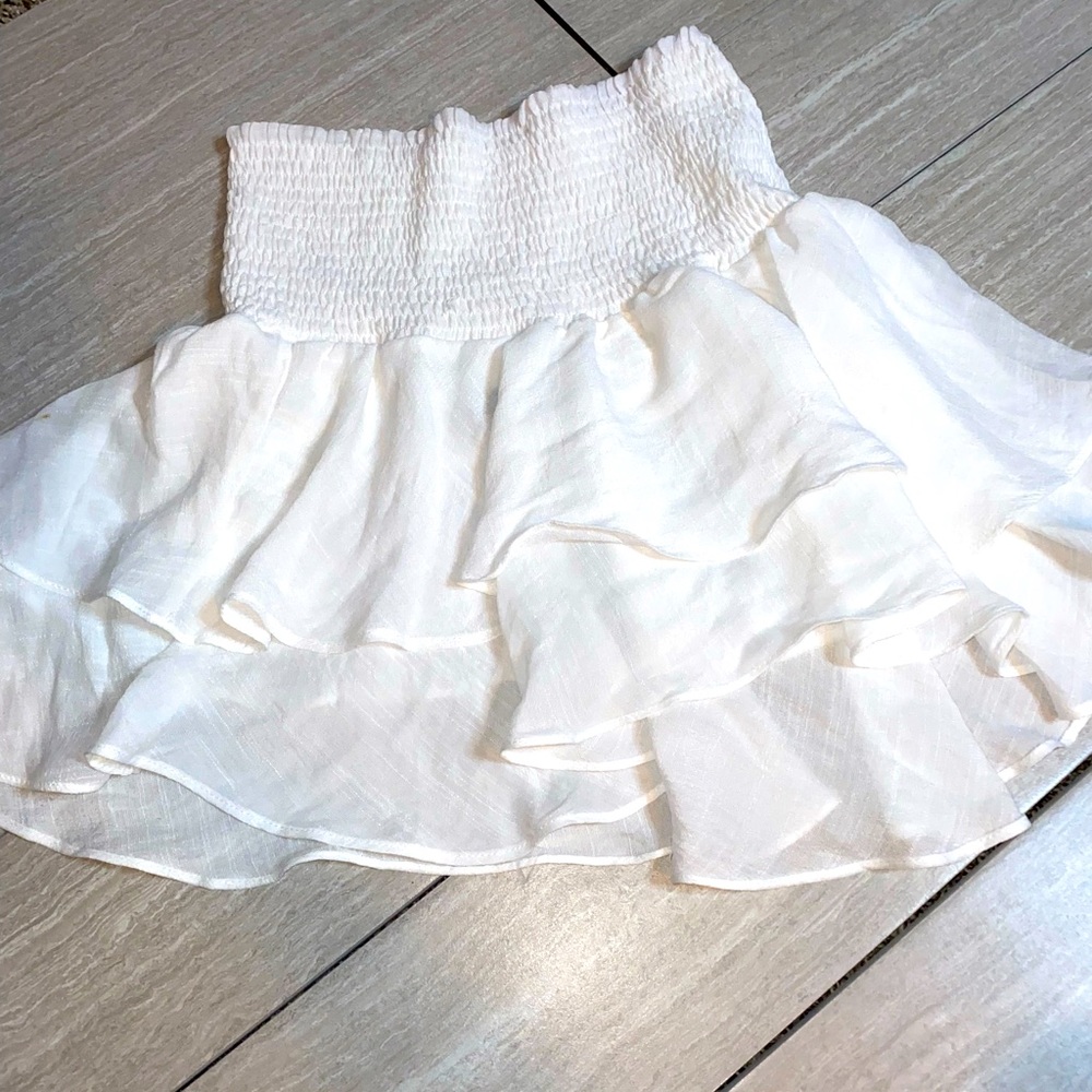 White Smocked Ruffle Skirt